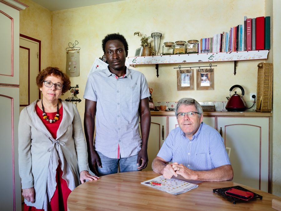 Portrait: Annick and Hubert host Farah, a refugee from Sudan, in Rivière, France.