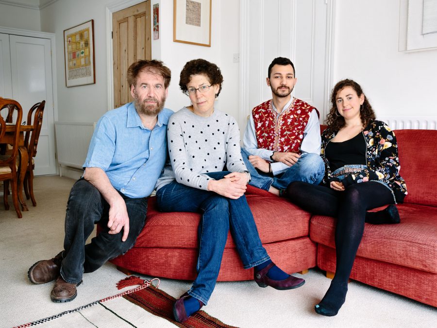 United Kingdom. Simon Goldhill, professor of Greek literature at King’s College, Cambridge, his wife Shoshana, a lawyer, and their daughter, Sarah, 27, who is studying medicine, are hosting Faraj, 21, from Aleppo in their Cambridge home. Photo: Aubrey Wade / UNHCR